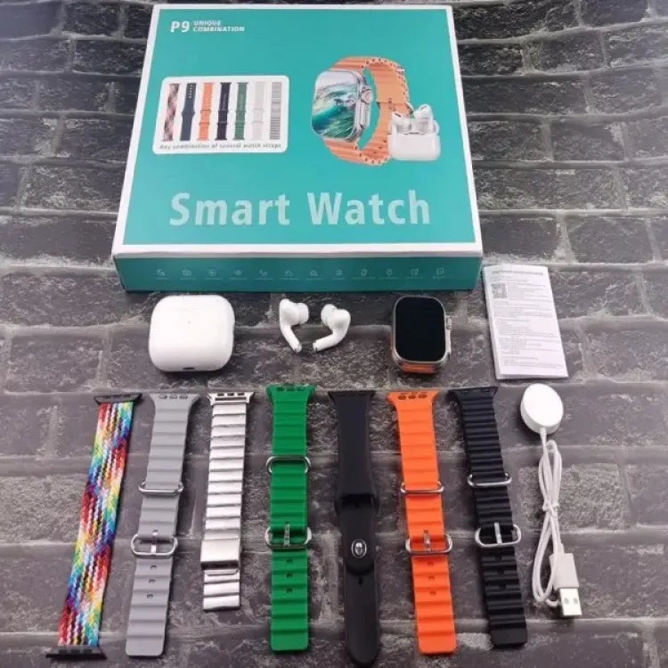 P9 UNIQUE COMBINATION SMARTWATCH + EARBUDS + 7 STRAPS